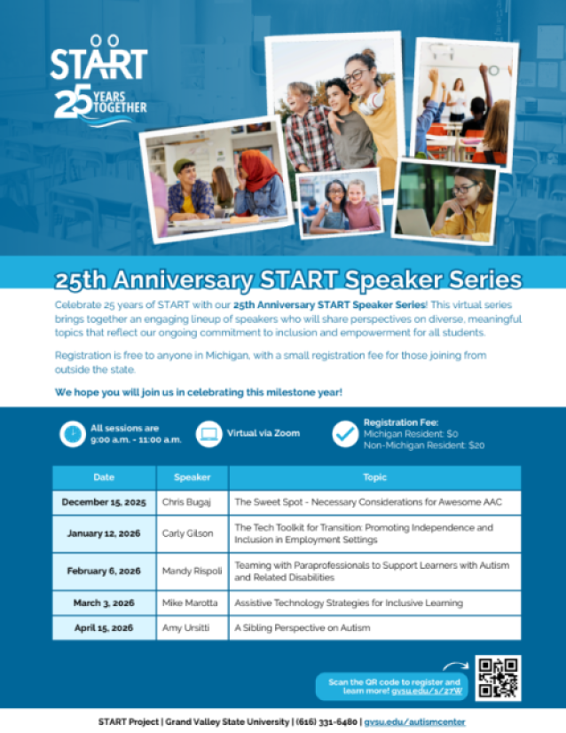 25th Anniversary START Speaker Series flyer with details in text body for easy access